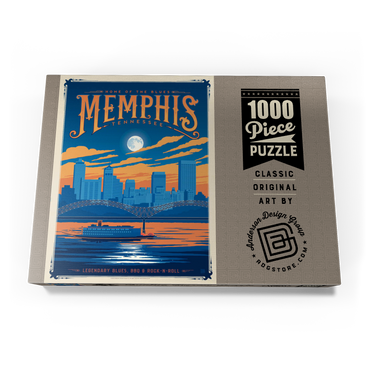 Darstellung des Puzzle Motivs Memphis, TN: Home of Blues, Rock n’ Roll, and Soul, Vintage Poster 1000 Puzzle Schachtel Ansicht3
