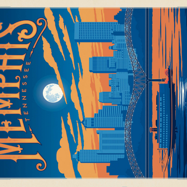 Darstellung des Puzzle Motivs Memphis, TN: Home of Blues, Rock n’ Roll, and Soul, Vintage Poster 1000 Puzzle 3D Modell