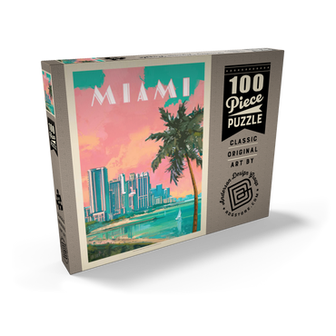 Darstellung des Puzzle Motivs Miami, FL: South Beach, Vintage Poster 100 Puzzle Schachtel Ansicht2