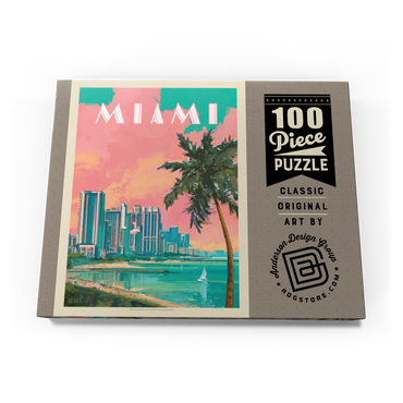 Darstellung des Puzzle Motivs Miami, FL: South Beach, Vintage Poster 100 Puzzle Schachtel Ansicht3
