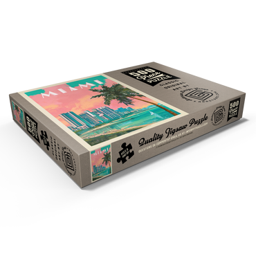 Darstellung des Puzzle Motivs Miami, FL: South Beach, Vintage Poster 500 Puzzle Schachtel Ansicht1
