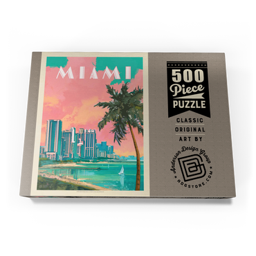 Darstellung des Puzzle Motivs Miami, FL: South Beach, Vintage Poster 500 Puzzle Schachtel Ansicht3