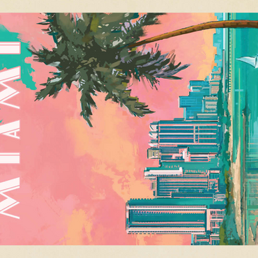 Darstellung des Puzzle Motivs Miami, FL: South Beach, Vintage Poster 500 Puzzle 3D Modell