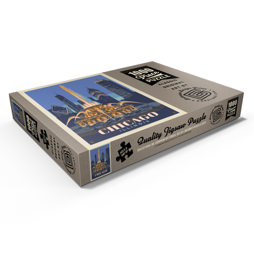 Darstellung des Puzzle Motivs Chicago, IL: Fountain Of Light, Vintage Poster 1000 Puzzle Schachtel Ansicht1