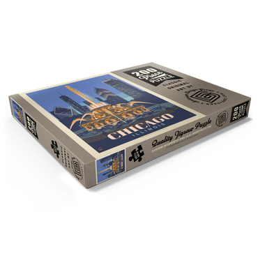 Darstellung des Puzzle Motivs Chicago, IL: Fountain Of Light, Vintage Poster 200 Puzzle Schachtel Ansicht1