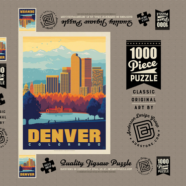 Darstellung des Puzzle Motivs Denver, Colorado: City Park, Vintage Poster 1000 Puzzle Schachtel 3D Modell