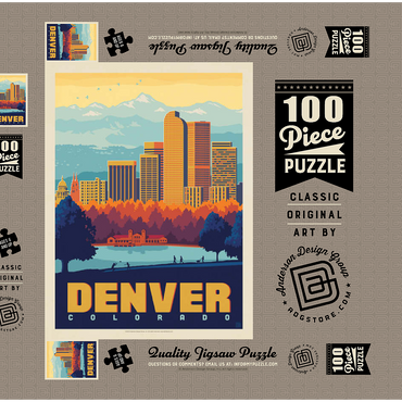 Darstellung des Puzzle Motivs Denver, Colorado: City Park, Vintage Poster 100 Puzzle Schachtel 3D Modell