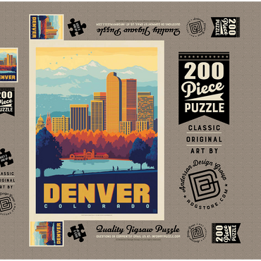 Darstellung des Puzzle Motivs Denver, Colorado: City Park, Vintage Poster 200 Puzzle Schachtel 3D Modell