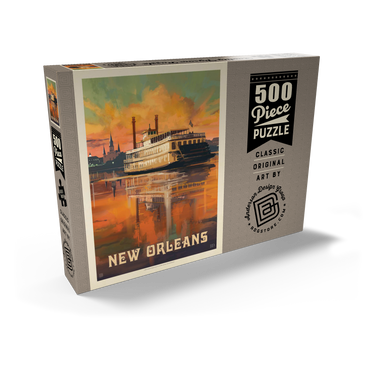Darstellung des Puzzle Motivs New Orleans: Riverboat, Vintage Poster 500 Puzzle Schachtel Ansicht2