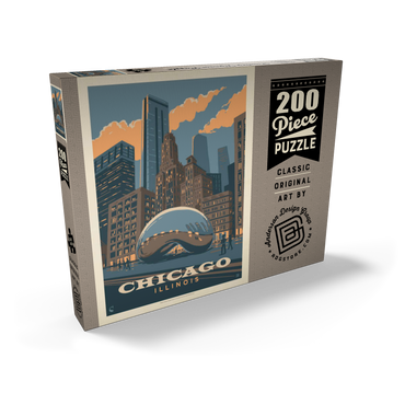 Darstellung des Puzzle Motivs Chicago, IL: Magic Bean, Vintage Poster 200 Puzzle Schachtel Ansicht2