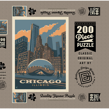 Darstellung des Puzzle Motivs Chicago, IL: Magic Bean, Vintage Poster 200 Puzzle Schachtel 3D Modell