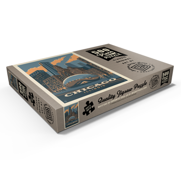 Darstellung des Puzzle Motivs Chicago, IL: Magic Bean, Vintage Poster 500 Puzzle Schachtel Ansicht1