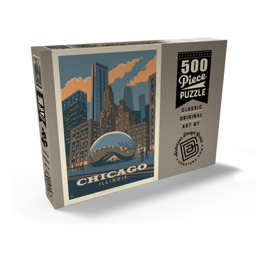 Darstellung des Puzzle Motivs Chicago, IL: Magic Bean, Vintage Poster 500 Puzzle Schachtel Ansicht2