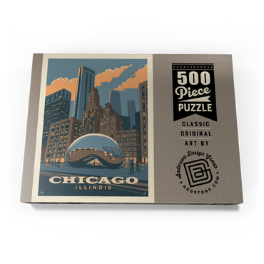 Darstellung des Puzzle Motivs Chicago, IL: Magic Bean, Vintage Poster 500 Puzzle Schachtel Ansicht3
