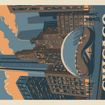 Darstellung des Puzzle Motivs Chicago, IL: Magic Bean, Vintage Poster 500 Puzzle 3D Modell