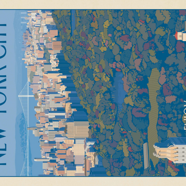 Darstellung des Puzzle Motivs New York City: Enjoy Central Park, Vintage Poster 1000 Puzzle 3D Modell