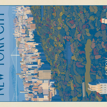 Darstellung des Puzzle Motivs New York City: Enjoy Central Park, Vintage Poster 100 Puzzle 3D Modell