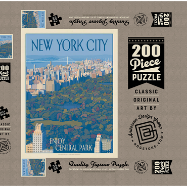 Darstellung des Puzzle Motivs New York City: Enjoy Central Park, Vintage Poster 200 Puzzle Schachtel 3D Modell