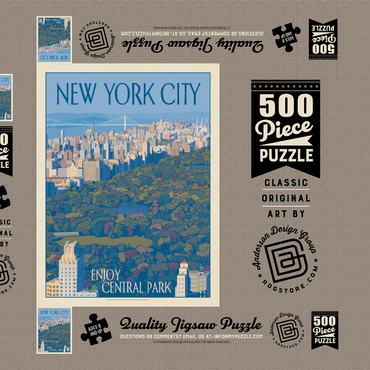 Darstellung des Puzzle Motivs New York City: Enjoy Central Park, Vintage Poster 500 Puzzle Schachtel 3D Modell