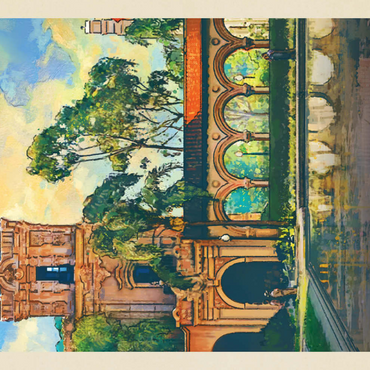 Darstellung des Puzzle Motivs San Diego, CA: Balboa Park, Vintage Poster 100 Puzzle 3D Modell