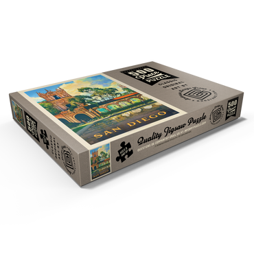 Darstellung des Puzzle Motivs San Diego, CA: Balboa Park, Vintage Poster 500 Puzzle Schachtel Ansicht1