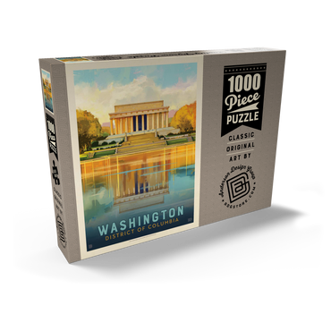 Darstellung des Puzzle Motivs Washington, DC: Lincoln Memorial, Vintage Poster 1000 Puzzle Schachtel Ansicht2