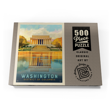 Darstellung des Puzzle Motivs Washington, DC: Lincoln Memorial, Vintage Poster 500 Puzzle Schachtel Ansicht3