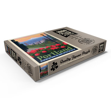 Darstellung des Puzzle Motivs Portland, Oregon: City Of Roses, Vintage Poster 1000 Puzzle Schachtel Ansicht1