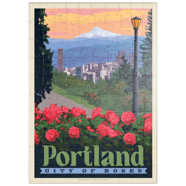 Darstellung des Puzzle Motivs puzzleplate Portland, Oregon: City Of Roses, Vintage Poster 100 Puzzle