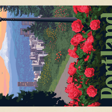 Darstellung des Puzzle Motivs Portland, Oregon: City Of Roses, Vintage Poster 500 Puzzle 3D Modell