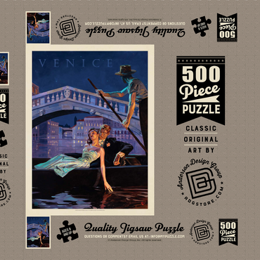 Darstellung des Puzzle Motivs Italy: An Evening in Venice, Vintage Poster 500 Puzzle Schachtel 3D Modell
