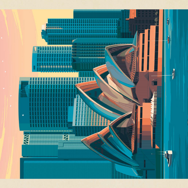 Darstellung des Puzzle Motivs Australia: Sydney Skyline, Vintage Poster 200 Puzzle 3D Modell