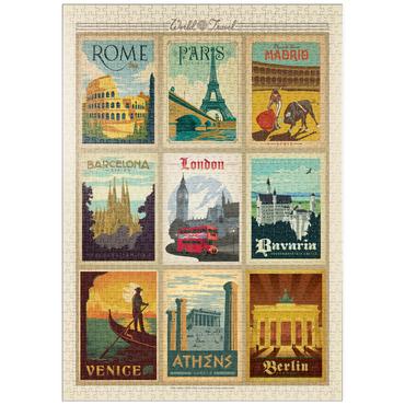 Darstellung des Puzzle Motivs puzzleplate Europe Travel, Collage, Vintage Poster 1000 Puzzle