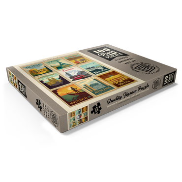 Darstellung des Puzzle Motivs Europe Travel, Collage, Vintage Poster 100 Puzzle Schachtel Ansicht1