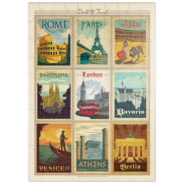 Darstellung des Puzzle Motivs puzzleplate Europe Travel, Collage, Vintage Poster 100 Puzzle