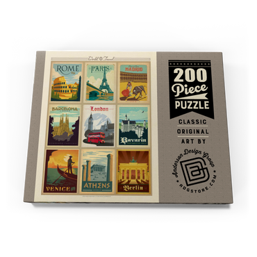 Darstellung des Puzzle Motivs Europe Travel, Collage, Vintage Poster 200 Puzzle Schachtel Ansicht3
