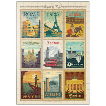 Darstellung des Puzzle Motivs puzzleplate Europe Travel, Collage, Vintage Poster 200 Puzzle