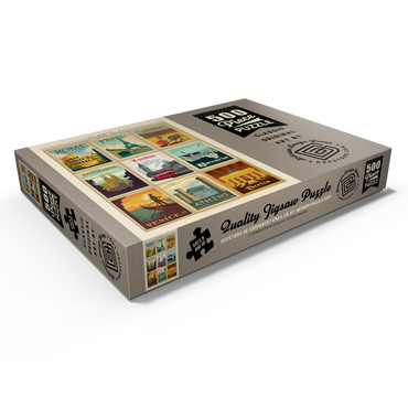 Darstellung des Puzzle Motivs Europe Travel, Collage, Vintage Poster 500 Puzzle Schachtel Ansicht1