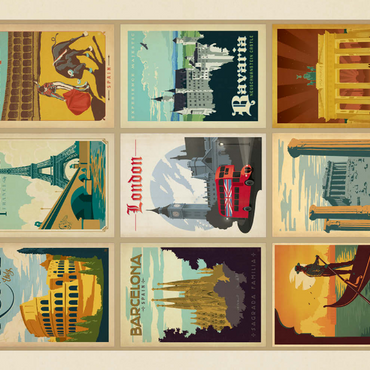 Darstellung des Puzzle Motivs Europe Travel, Collage, Vintage Poster 500 Puzzle 3D Modell