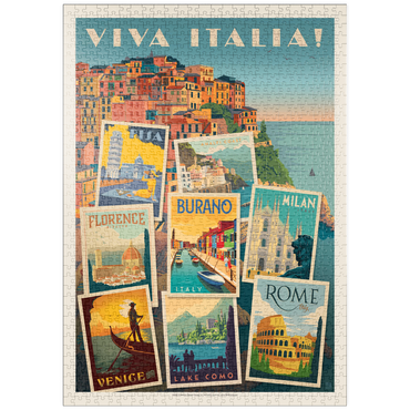 Darstellung des Puzzle Motivs puzzleplate Italy: Viva Italia! Collage, Vintage Poster 1000 Puzzle