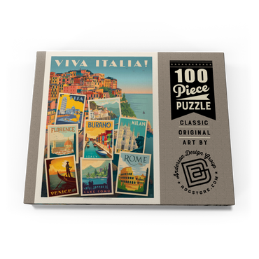 Darstellung des Puzzle Motivs Italy: Viva Italia! Collage, Vintage Poster 100 Puzzle Schachtel Ansicht3