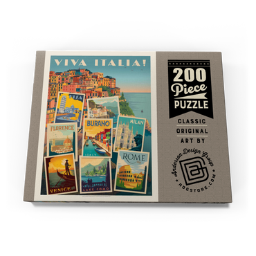 Darstellung des Puzzle Motivs Italy: Viva Italia! Collage, Vintage Poster 200 Puzzle Schachtel Ansicht3