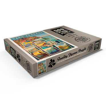 Darstellung des Puzzle Motivs Italy: Viva Italia! Collage, Vintage Poster 500 Puzzle Schachtel Ansicht1