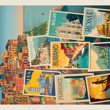 Darstellung des Puzzle Motivs Italy: Viva Italia! Collage, Vintage Poster 500 Puzzle 3D Modell