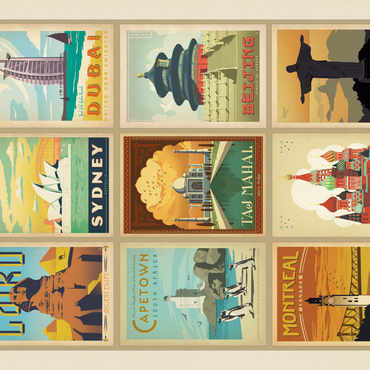 Darstellung des Puzzle Motivs World Travel, Collage, Vintage Poster 1000 Puzzle 3D Modell