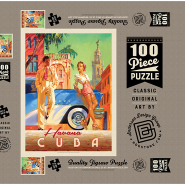 Darstellung des Puzzle Motivs Cuba: Havana Shade, Vintage Poster 100 Puzzle Schachtel 3D Modell