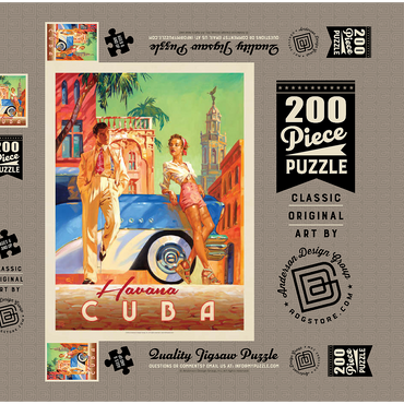 Darstellung des Puzzle Motivs Cuba: Havana Shade, Vintage Poster 200 Puzzle Schachtel 3D Modell