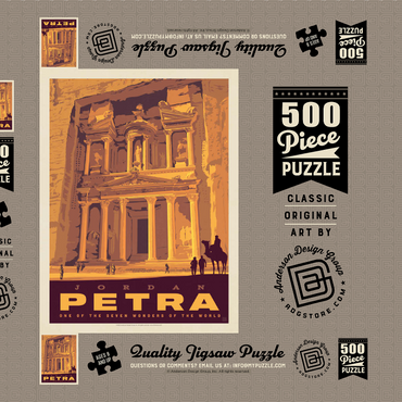 Darstellung des Puzzle Motivs Jordan: Petra, Vintage Poster 500 Puzzle Schachtel 3D Modell