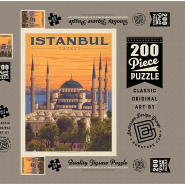 Darstellung des Puzzle Motivs Turkey: Istanbul, Vintage Poster 200 Puzzle Schachtel 3D Modell