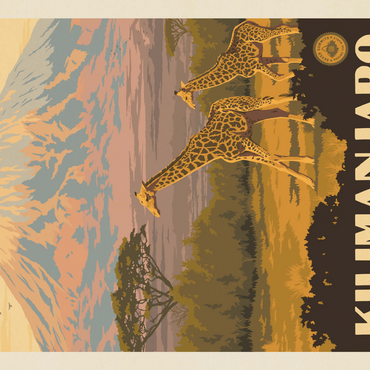 Darstellung des Puzzle Motivs Kilimanjaro: Tallest Mountain in Africa, Vintage Poster 1000 Puzzle 3D Modell